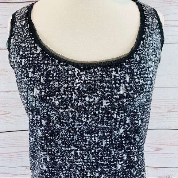 Ann Taylor sequin top black and white tank - Picture 2 of 14